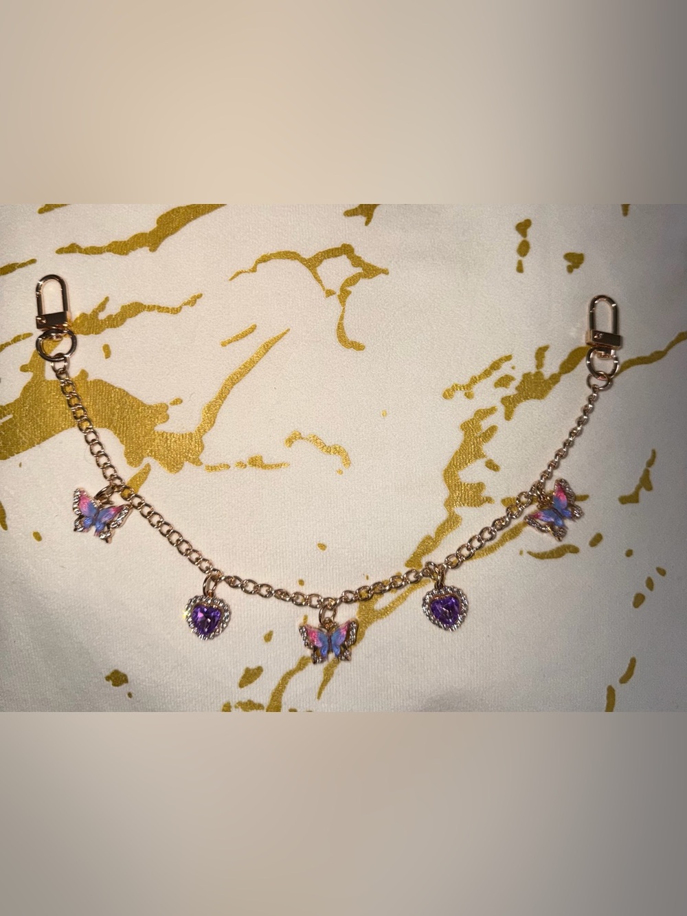 Purple Heart and Multicolor Butterfly Bag Charm